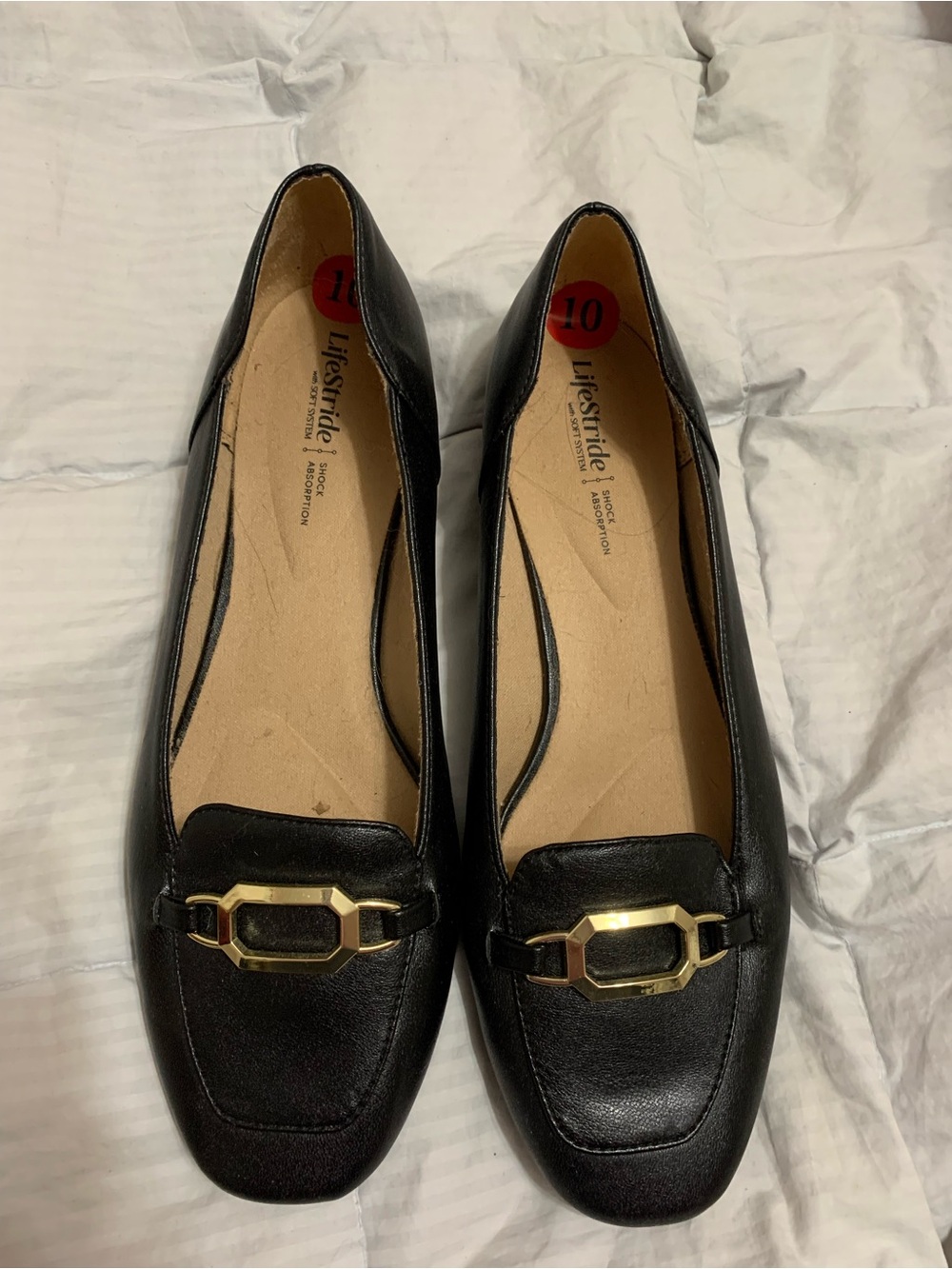Life Stride Black Loafers with Gold Accent classic comfy old money